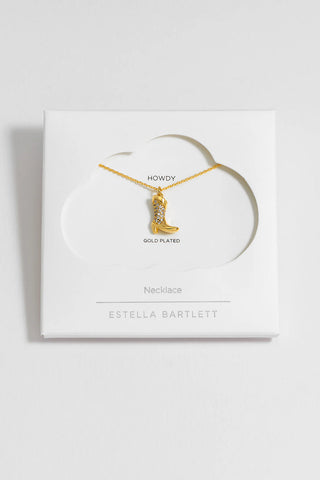 Pave Cowboy Boot Necklace - Gold Plated