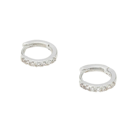 Pave Set Hoop Earrings - CZ SIlver