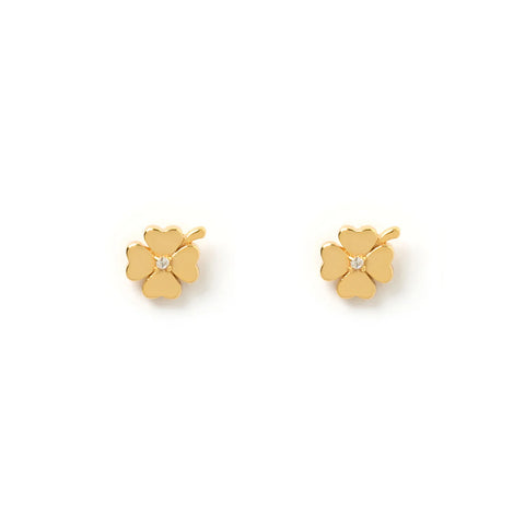 Four Leaf Clover Gold Studs