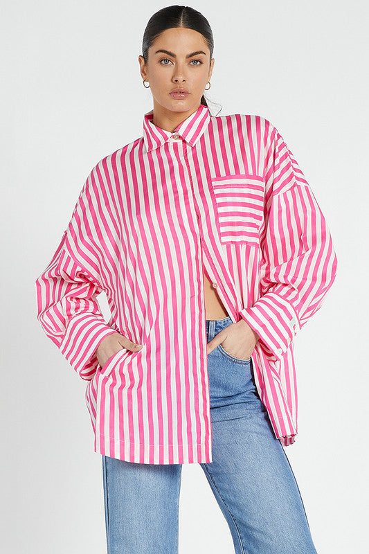 Bohemian Traders OVERSIZED SHIRT IN CANDY STRIPE