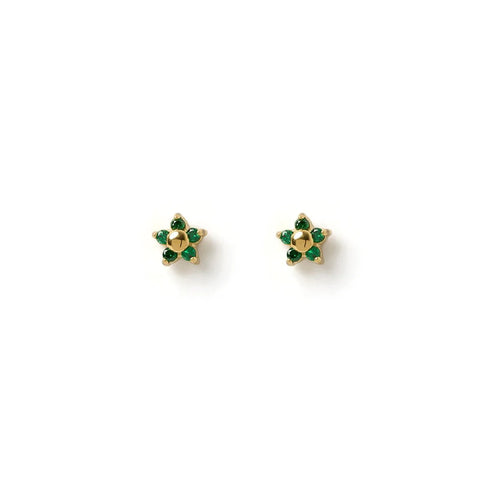 Gardenia Gold Studs - Emerald