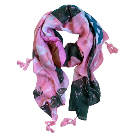 Pink Abstract Floral Scarf