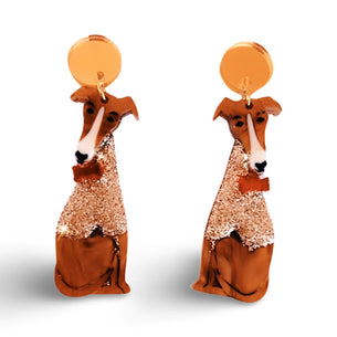 bling hound Greyhound Dangles - Red