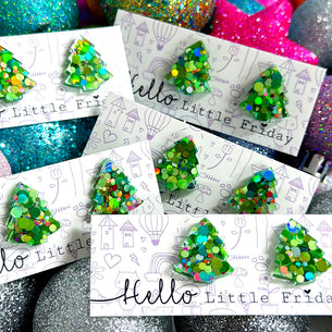 MINI TREE CONFETTI STUDS - EMERALD