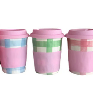 Travel Mug - Pink Gingham