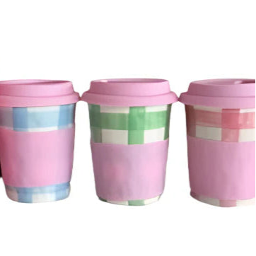 Travel Mug - Pink Gingham