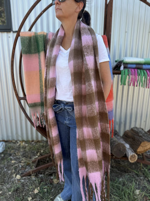 Charlie Checker Scarf - Pink Brown