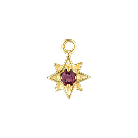 Kyoti Pair of North Star Earring Charms || Gold || Garnet