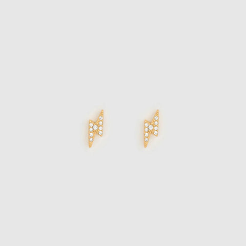 Lightning Stud Earrings - Gold