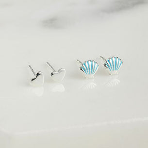 Shell Stud Set - Blue