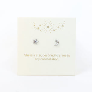 Inspiration Studs - Moon & Star/Silver