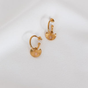 Moon Gazer Earrings in Gold - Rose Quartz