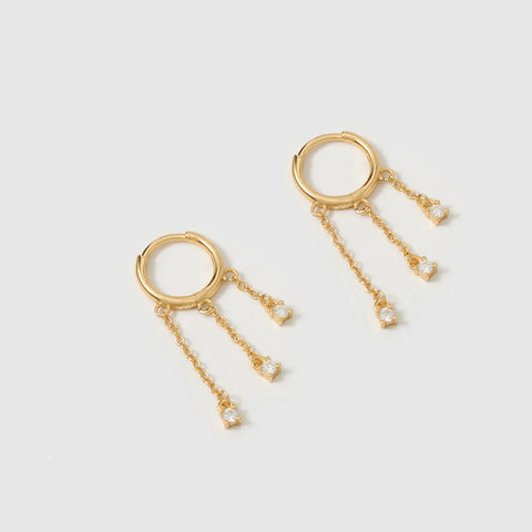 Opal Chain Gold Earrings