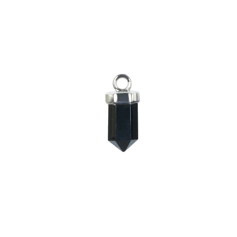 PAIR OF BLACK ONYX EARRING CHARMS || SILVER