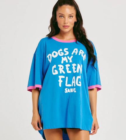 THE VERY OVERSIZED GREEN FLAG TEE - BLUE