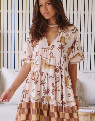PRE ORDER! Tuscan Sands Petal Mini Dress