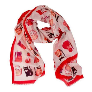Pink Cats Cotton Scarf