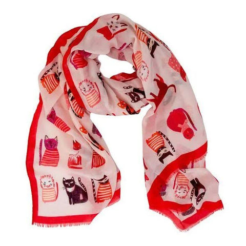 Pink Cats Cotton Scarf