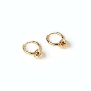 Ruby Heart Earrings - Red
