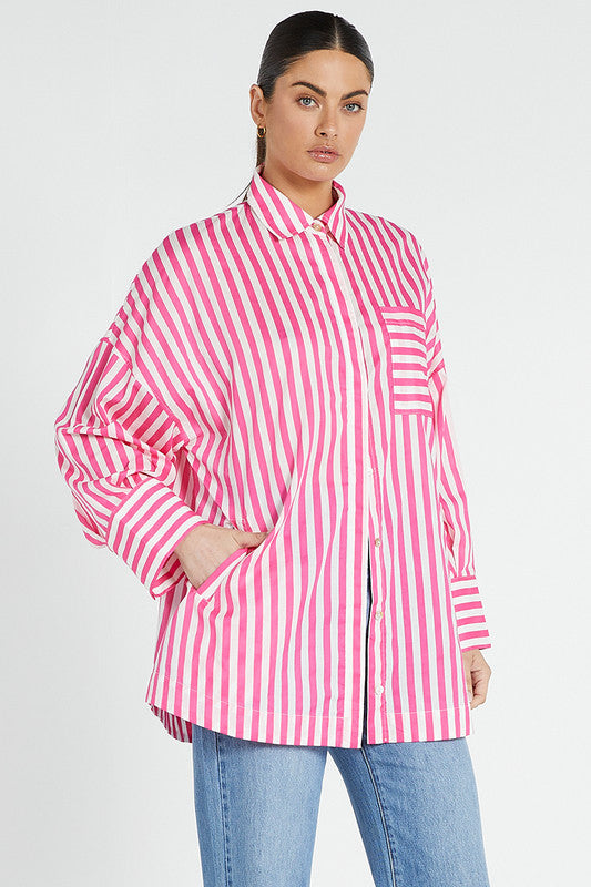 Bohemian Traders OVERSIZED SHIRT IN CANDY STRIPE