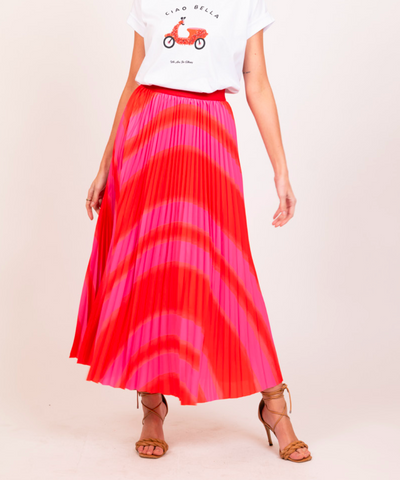 Simone Pleat Skirt - Starburst Stripe