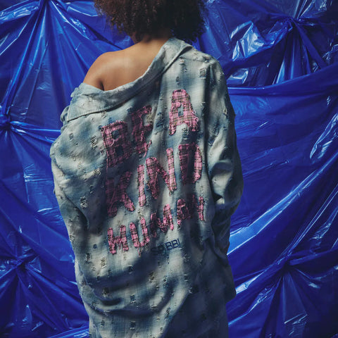 Coming Sun 26th - Be A Kind Human Oversized Shirt - Blue