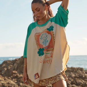 THE SEAS THE DAY RAGLAN TEE - GREEN