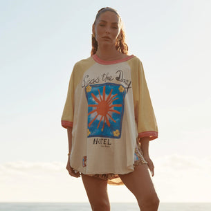 THE SEAS THE DAY RAGLAN TEE - MUSTARD