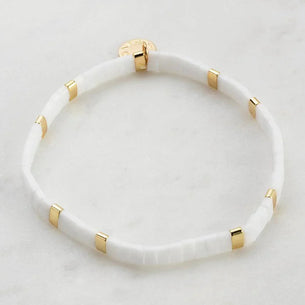 Tile White Bead Bracelet