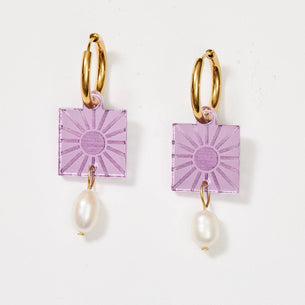 Rise + Pearl Earrings - Lilac