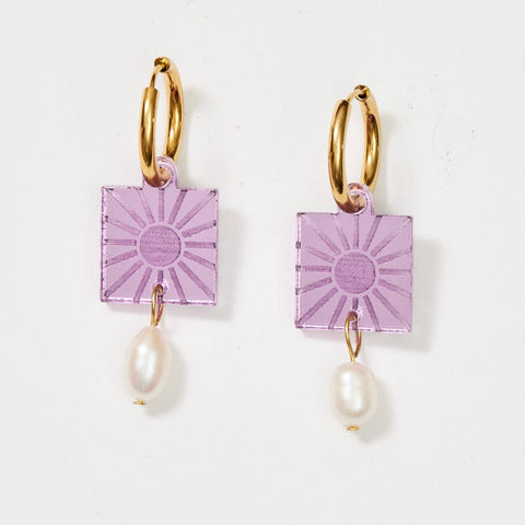 Rise + Pearl Earrings - Lilac