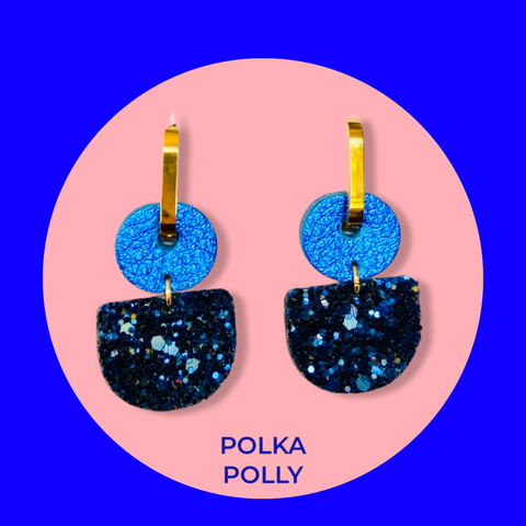 Dainty Hoops - Navy Blue Sparkles