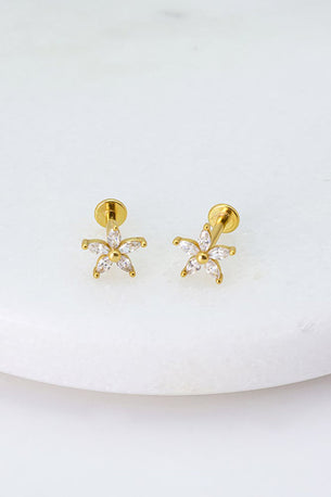 Amelia Flat Back Stud - Gold