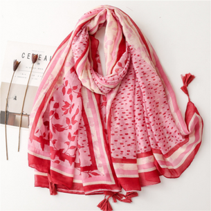 Red Pink Cotton Scarf