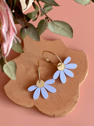 Jumbo Daisy Hoop Earrings | Periwinkle + Gold