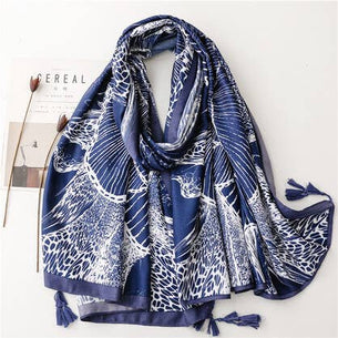 Cobalt Blue/White Cotton Scarf