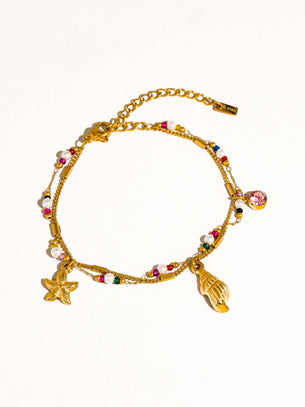 Aube 18K Gold Non-Tarnish Beaded Star Chain Bracelet