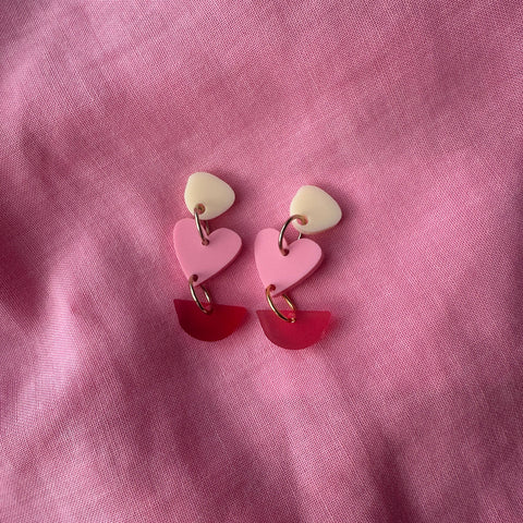 VIVI EARRINGS // Pink, red cream