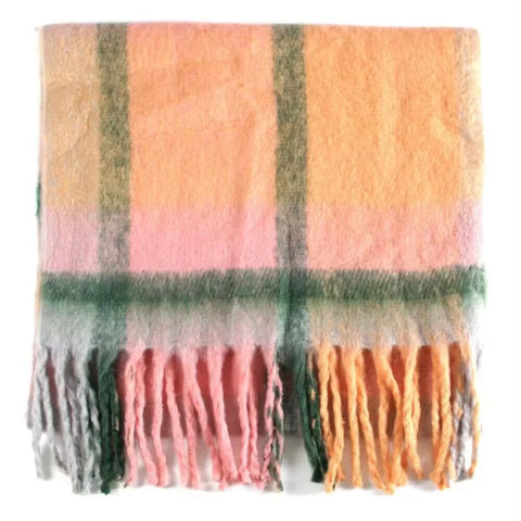 Charlie Checker Scarf - Pink/Coral/Green
