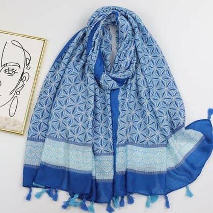 Light Blue/White Cotton Scarf