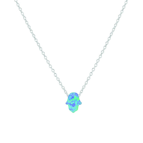 itutu Opalite Hamsa Necklace - Light Blue Small