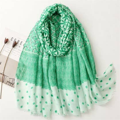 Green Aztec Spot Cotton Scarf