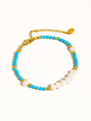 Clément 18K Gold Non-Tarnish Boho Pearl Beaded Bracelet