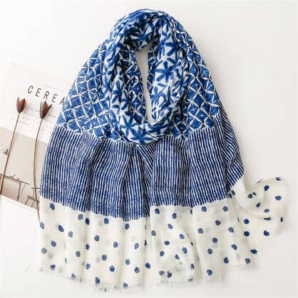 Blue Aztec Spot Cotton Scarf