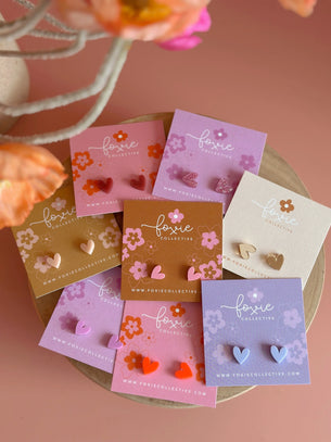 Foxie Heart Studs | GOLD GLITTER