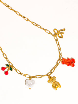 Reed 18K Gold Non-Tarnish Gummy Bear Charm Necklace