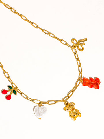 Reed 18K Gold Non-Tarnish Gummy Bear Charm Necklace