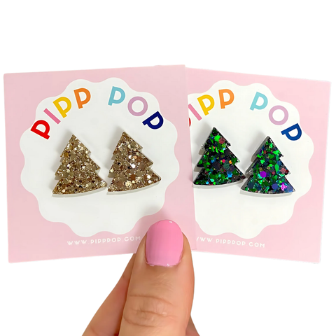 Glitter Christmas Tree Studs