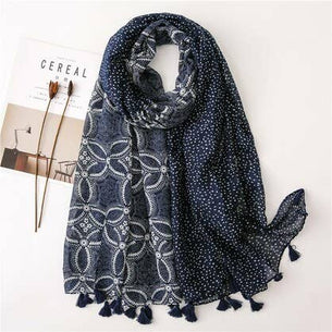 Navy/White Cotton Scarf