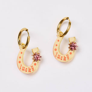 Lucky Shoe Earrings - Gold / Pink